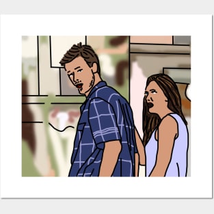 Distracted Boyfriend Meme and his Girlfriend Posters and Art